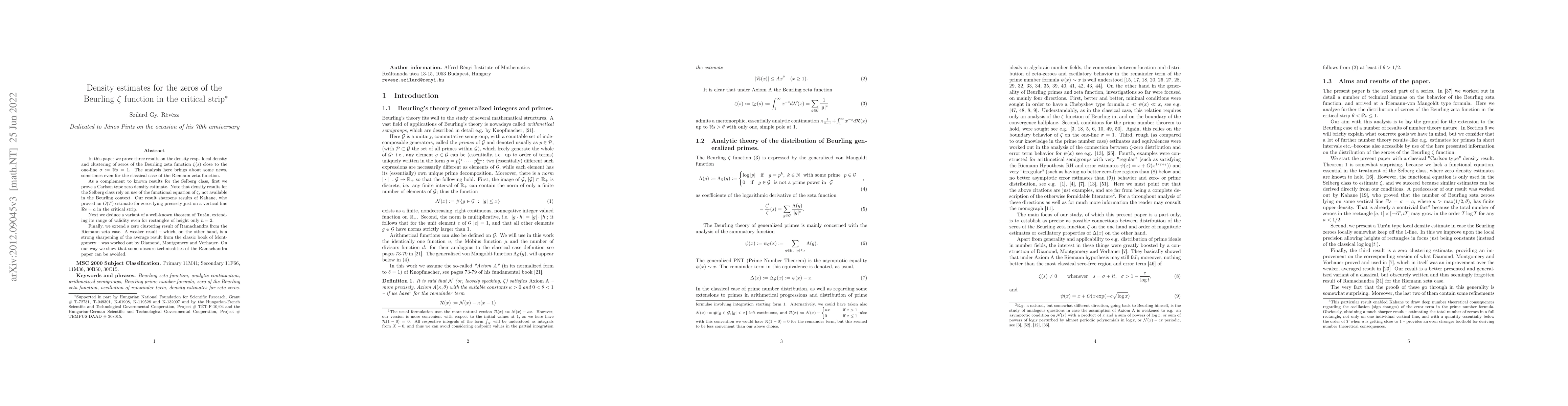 Thumbnail for Distribution of Beurling primes and zeroes of the Beurling zeta function
  I. Distribution of the zeroes of the zeta function of Beurling
