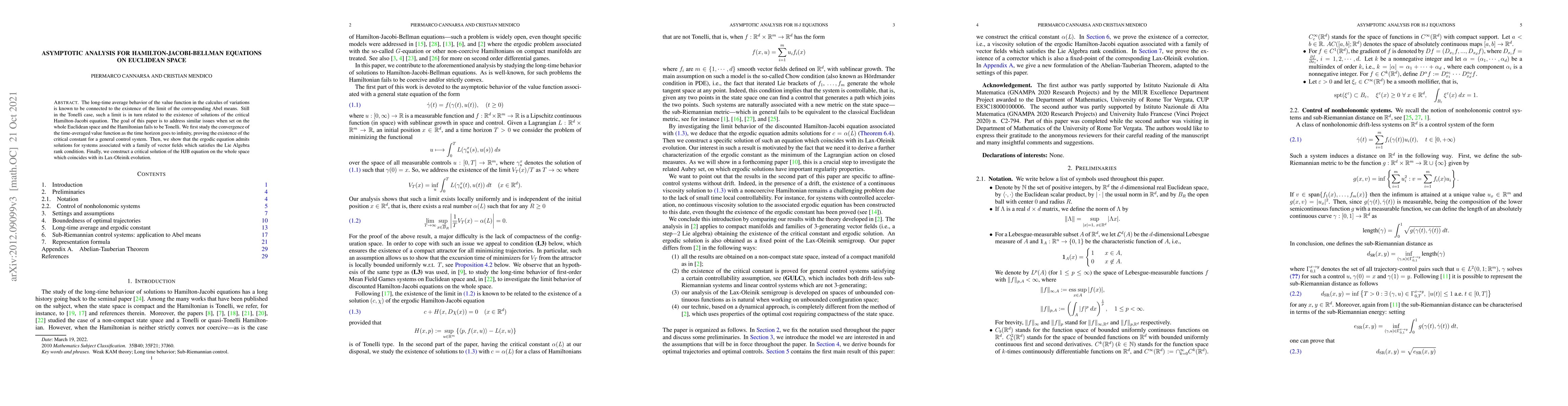 Thumbnail for Asymptotic analysis for Hamilton-Jacobi-Bellman equations on Euclidean
  space