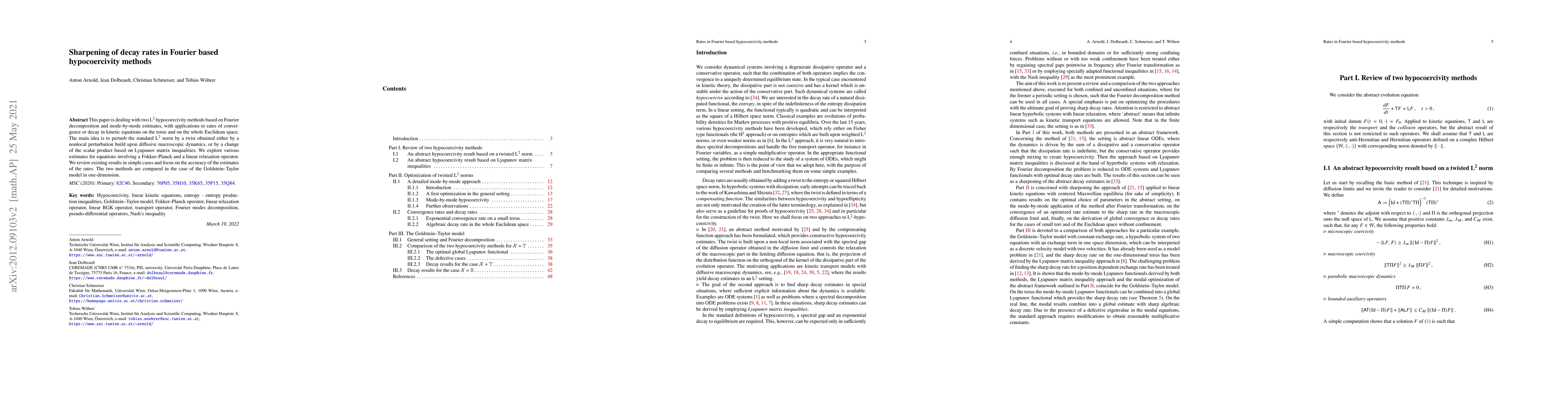 Thumbnail for Sharpening of decay rates in Fourier based hypocoercivity methods