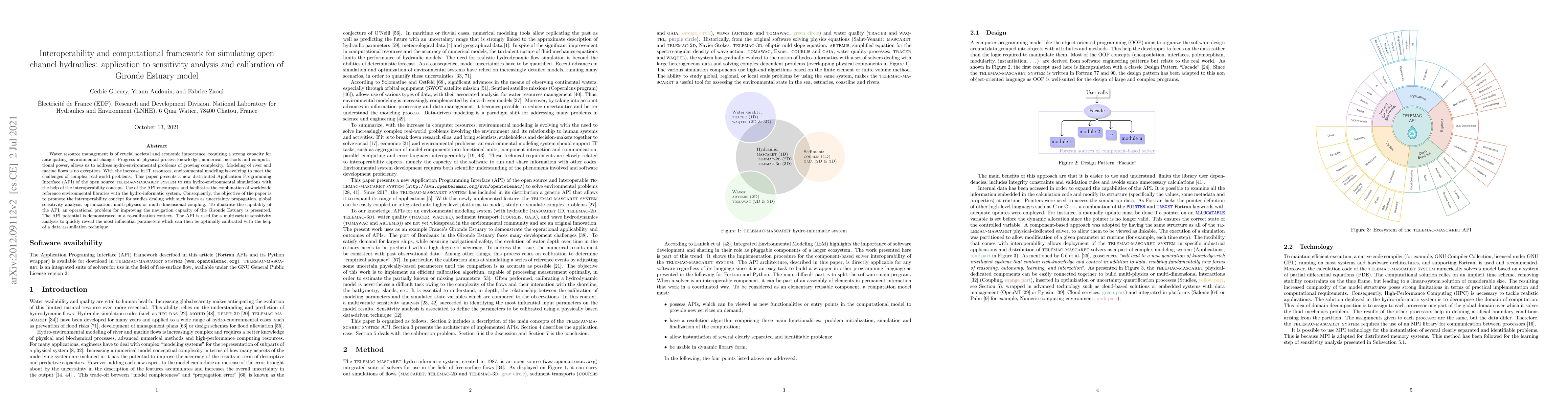 Thumbnail for Interoperability and computational framework for simulating open channel
  hydraulics: application to sensitivity analysis and calibration of Gironde
  Estuary model