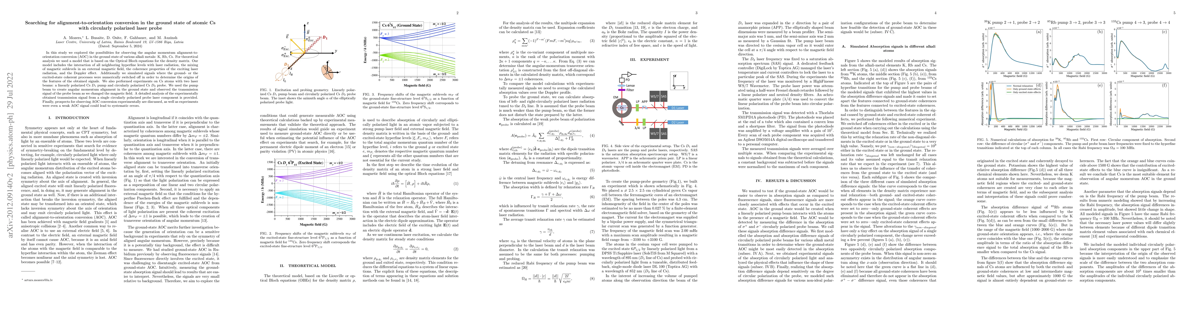 Thumbnail for Searching for alignment-to-orientation conversion in the ground state of
  atomic Cs with circularly polarized laser probe