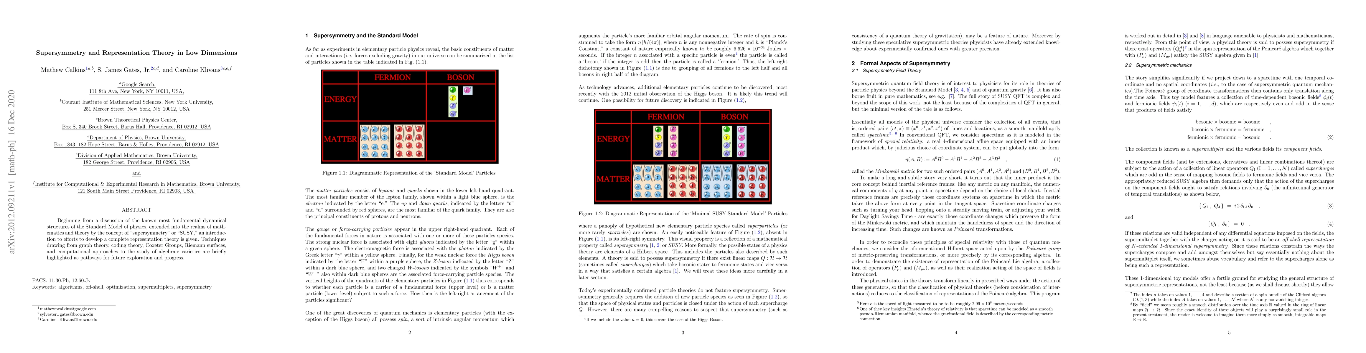 Thumbnail for Supersymmetry and Representation Theory in Low Dimensions