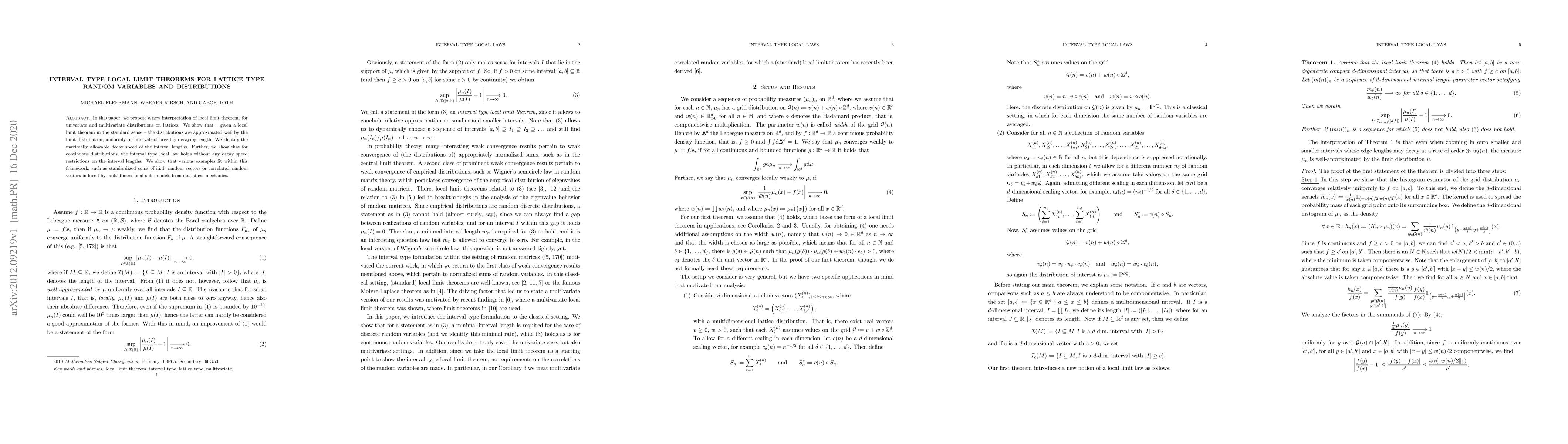 Thumbnail for Interval Type Local Limit Theorems for Lattice Type Random Variables and
  Distributions