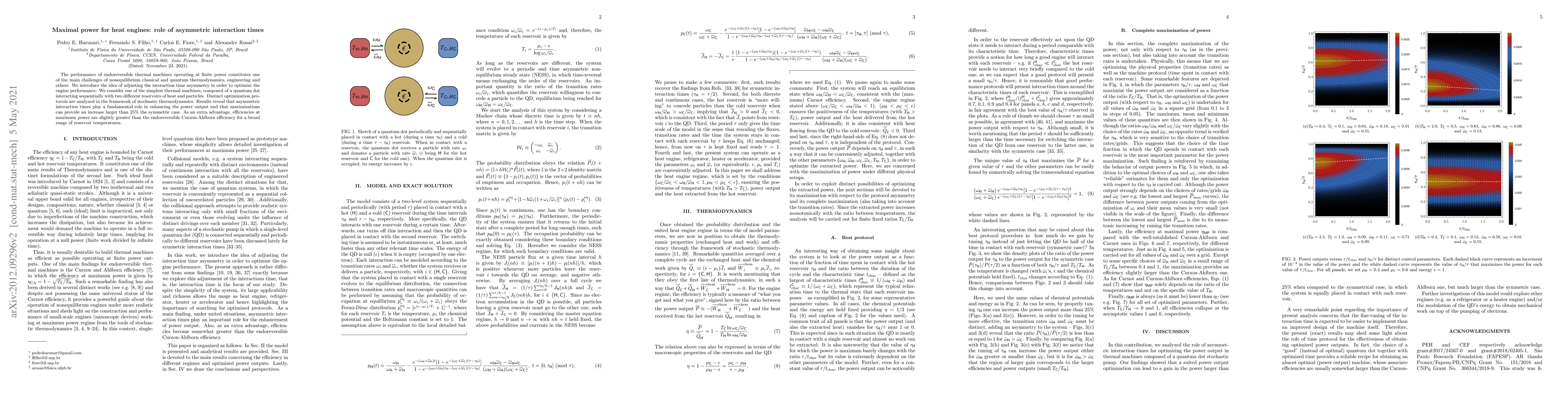 Thumbnail for Maximal power for heat engines: role of asymmetric interaction times