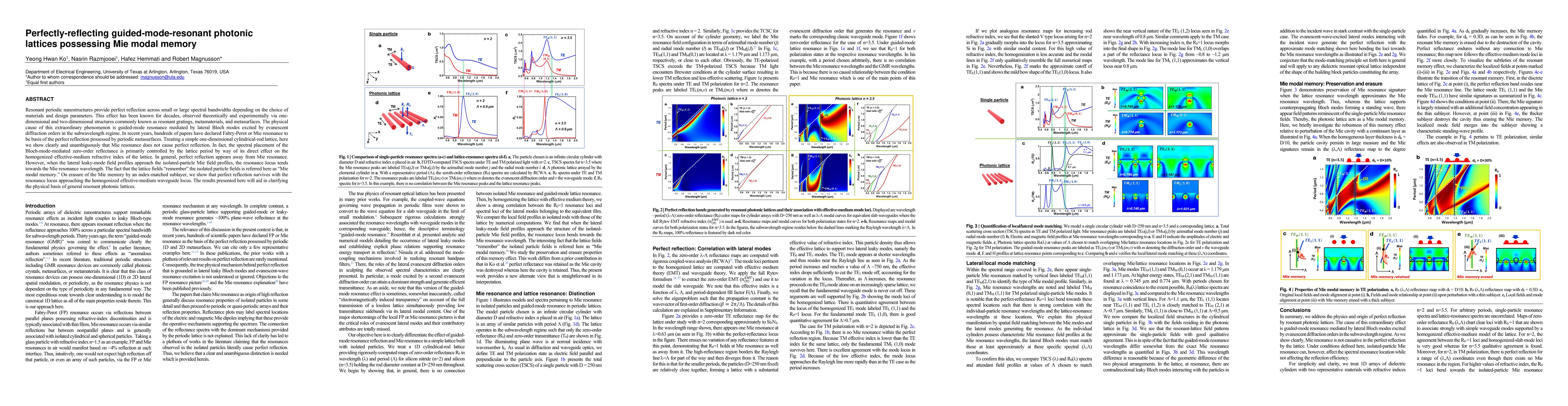 Thumbnail for Perfectly-reflecting guided-mode-resonant photonic lattices possessing
  Mie modal memory