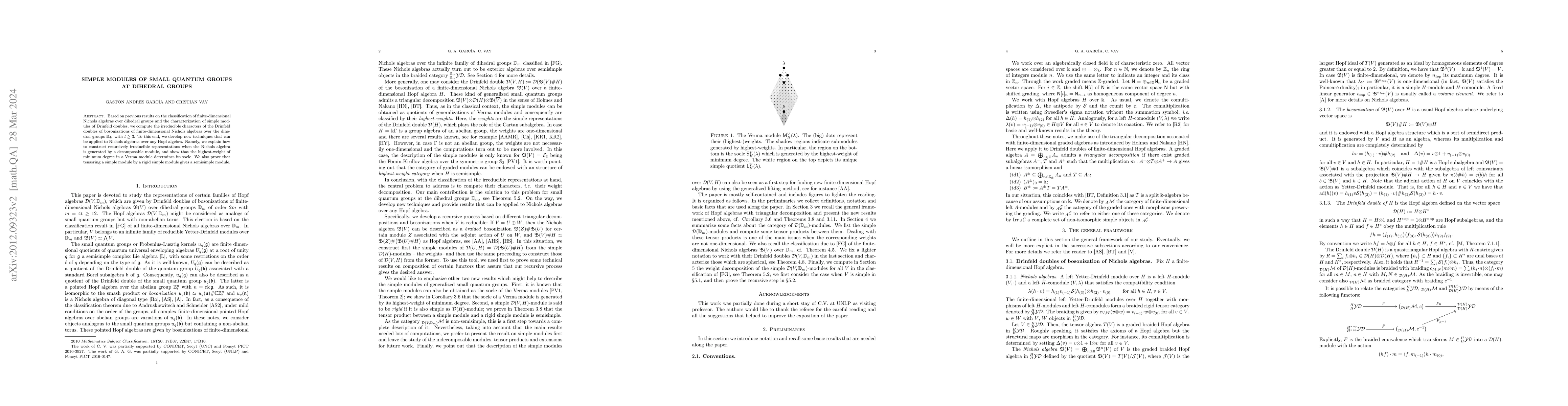 Thumbnail for Simple modules of small quantum groups at dihedral groups