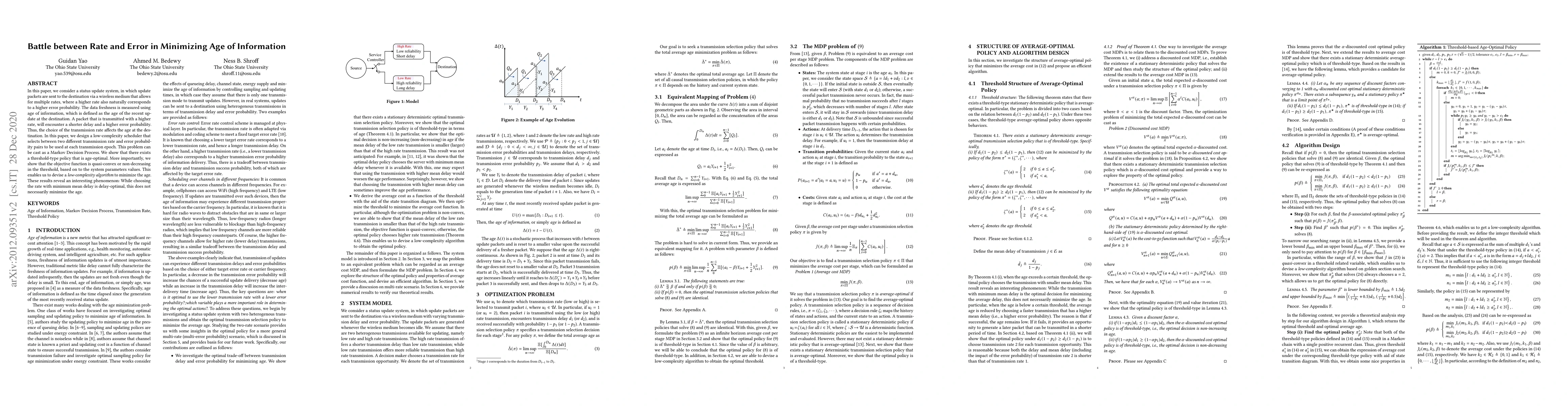 Thumbnail for Battle between Rate and Error in Minimizing Age of Information