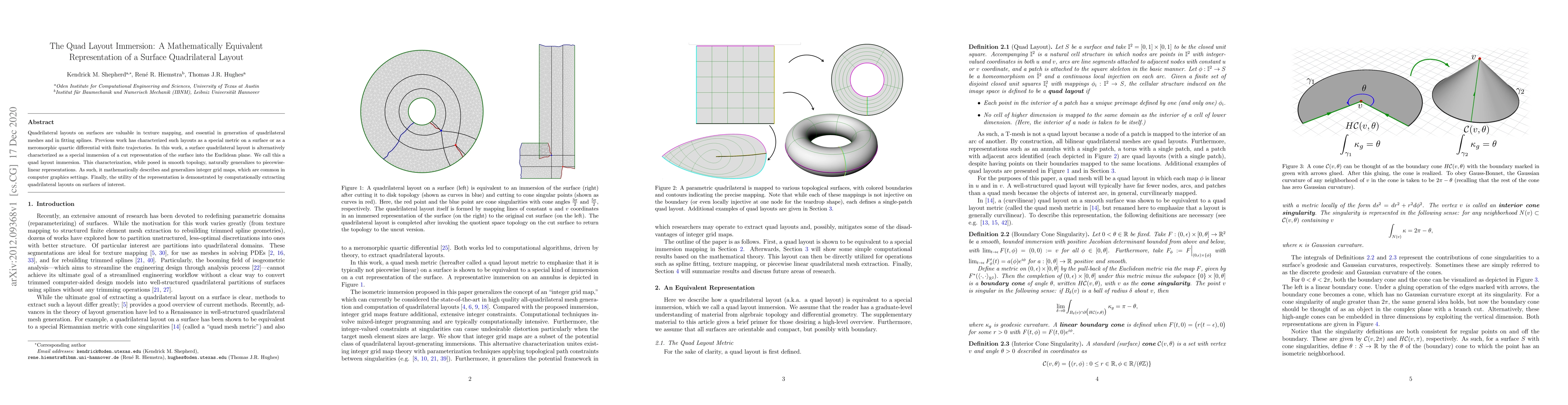 Thumbnail for The Quad Layout Immersion: A Mathematically Equivalent Representation of
  a Surface Quadrilateral Layout