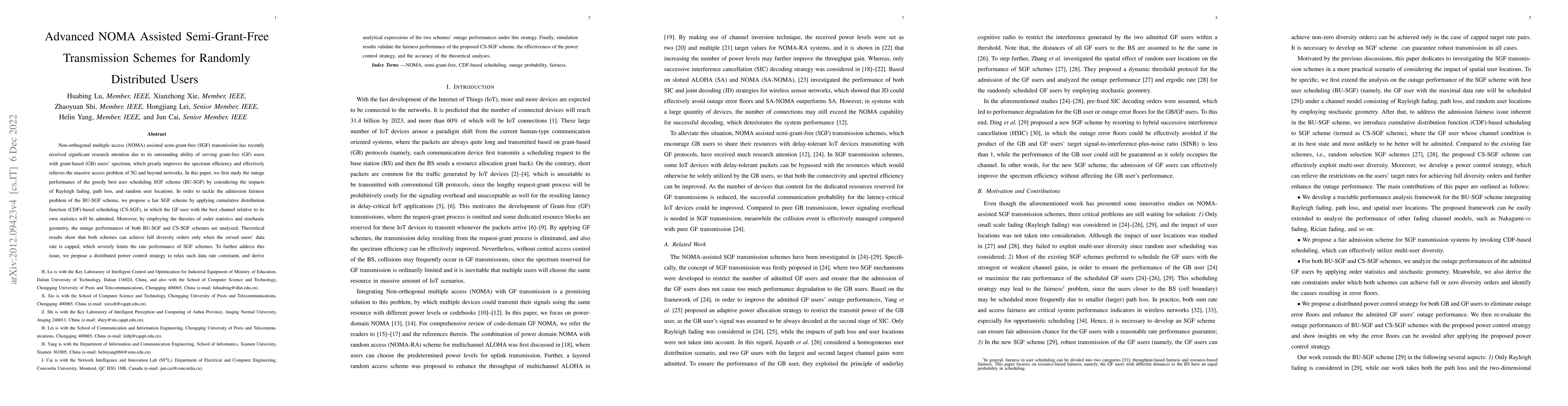 Thumbnail for Advanced NOMA Assisted Semi-Grant-Free Transmission Schemes for Randomly
  Distributed Users