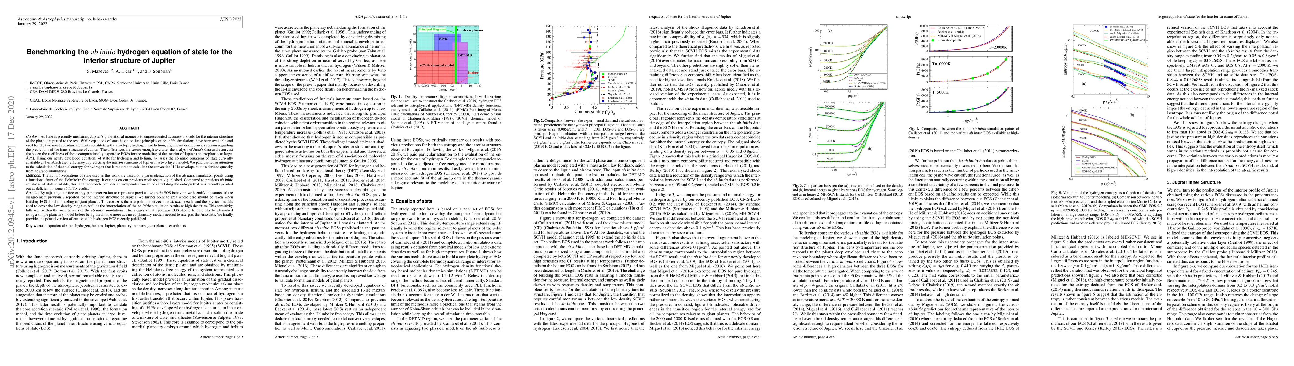 Thumbnail for Benchmarking the ab initio hydrogen equations of state for the interior
  structure of Jupiter