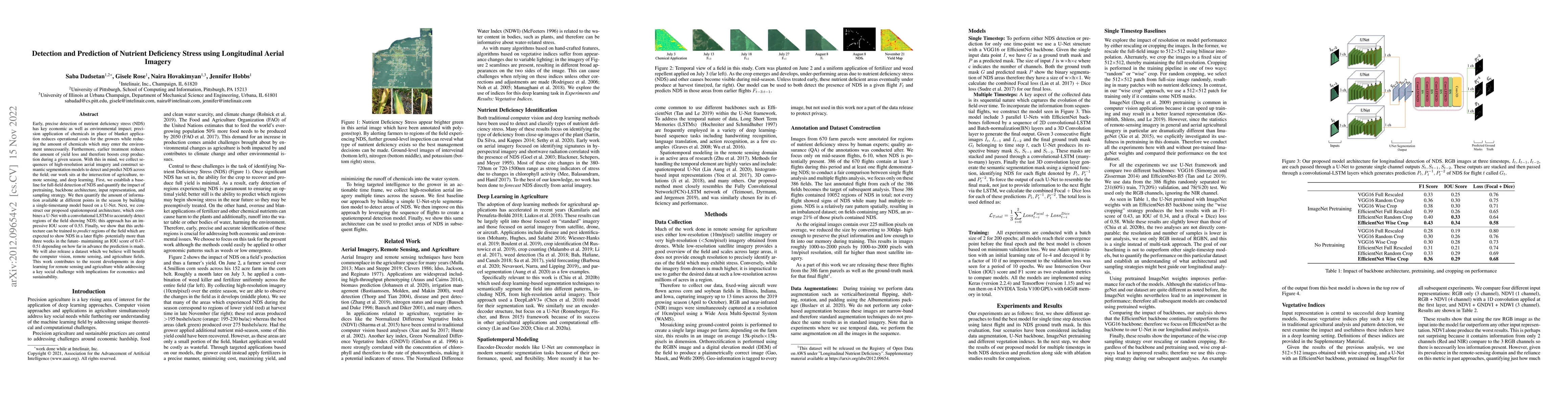 Thumbnail for Detection and Prediction of Nutrient Deficiency Stress using
  Longitudinal Aerial Imagery