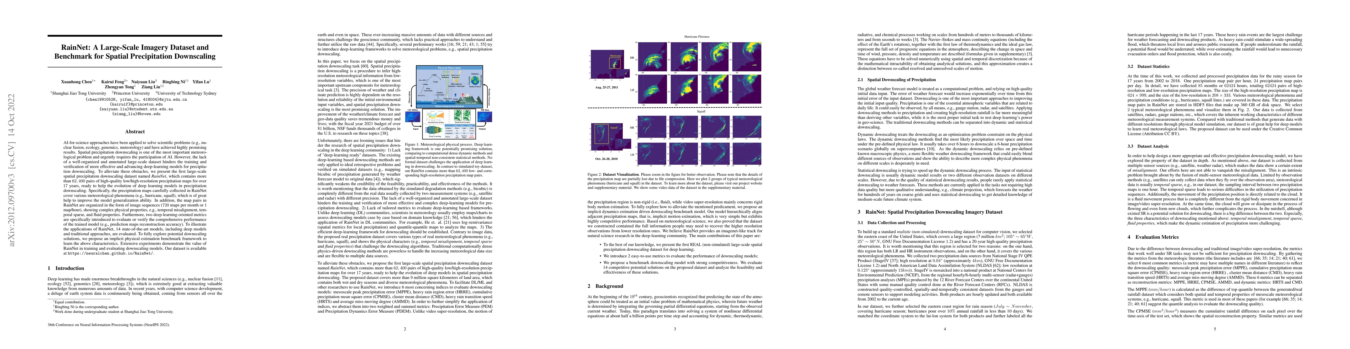 Thumbnail for RainNet: A Large-Scale Imagery Dataset and Benchmark for Spatial
  Precipitation Downscaling