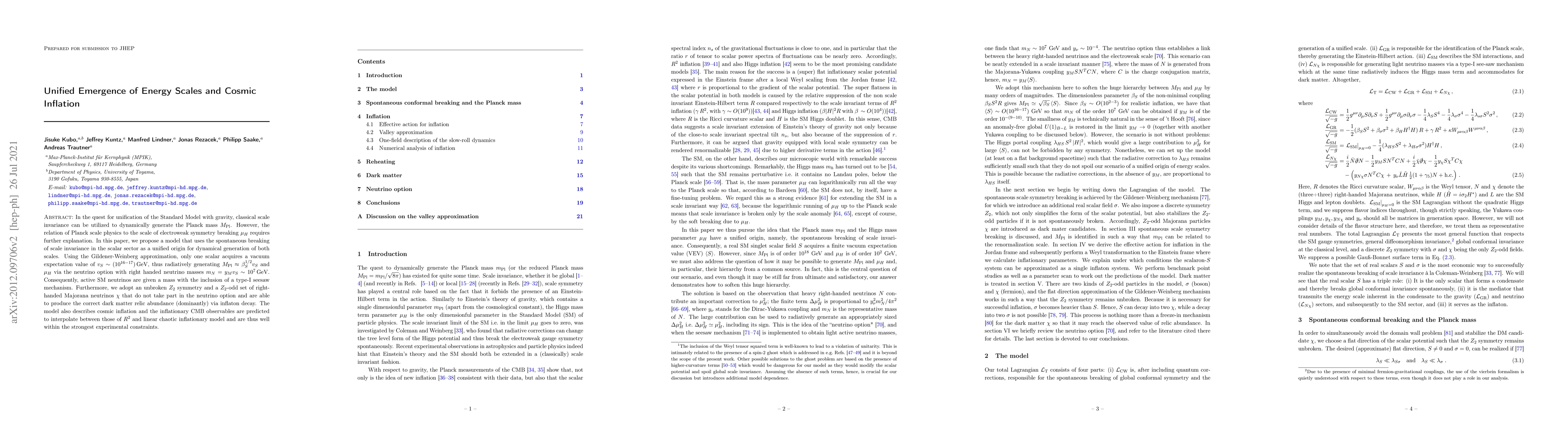 Thumbnail for Unified Emergence of Energy Scales and Cosmic Inflation