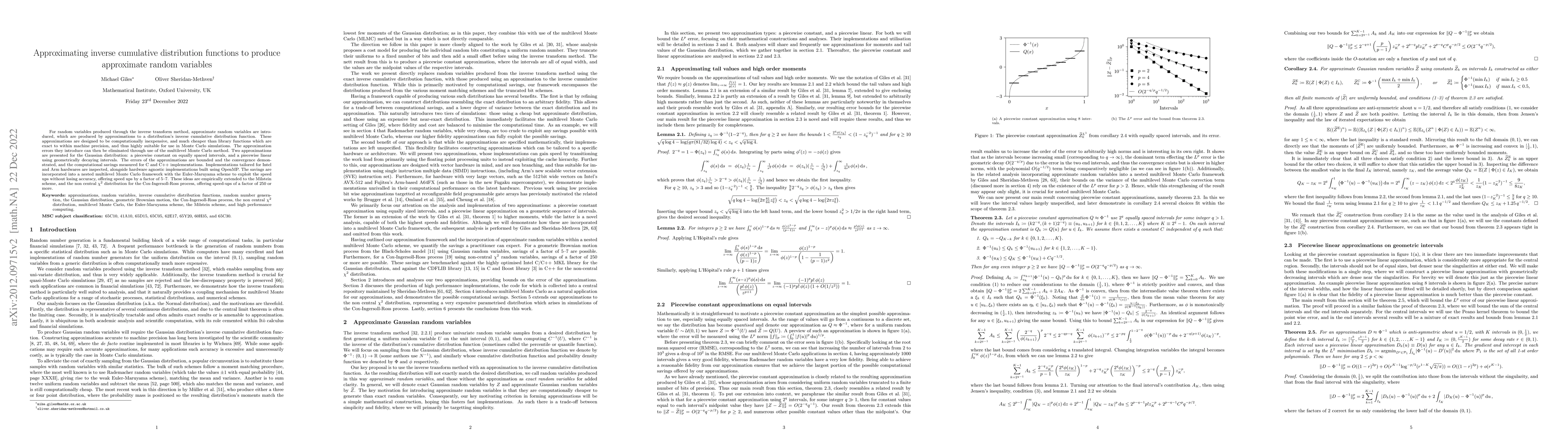 Thumbnail for Approximating inverse cumulative distribution functions to produce
  approximate random variables