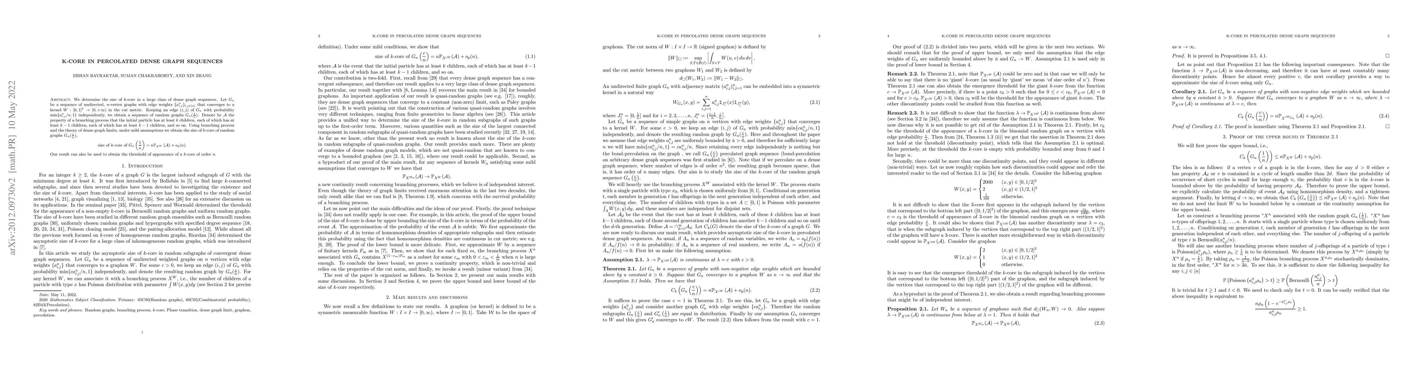 Thumbnail for K-core in percolated dense graph sequences