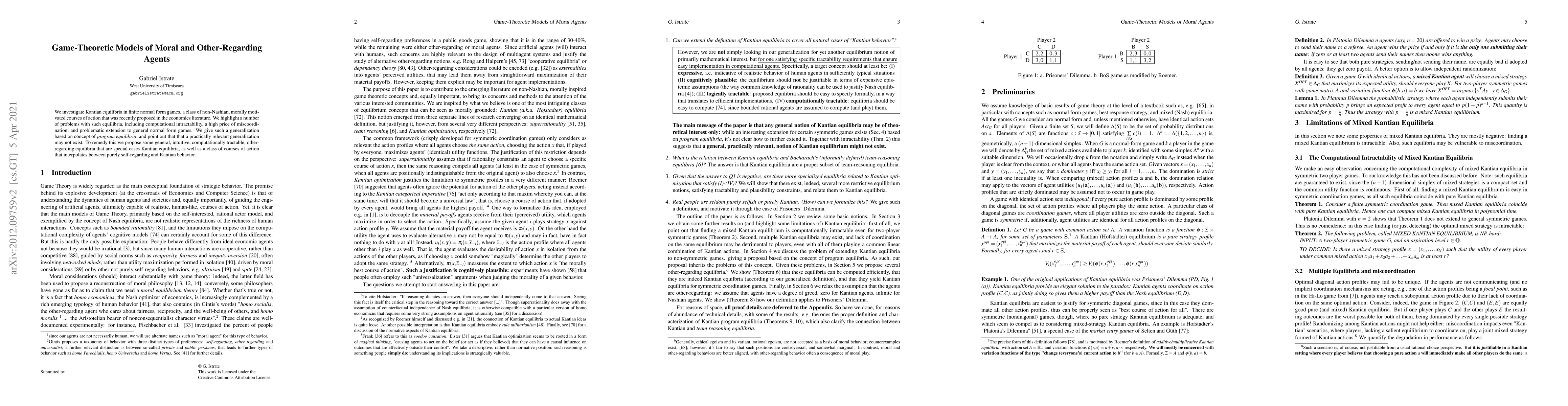 Thumbnail for Game-theoretic Models of Moral and Other-Regarding Agents