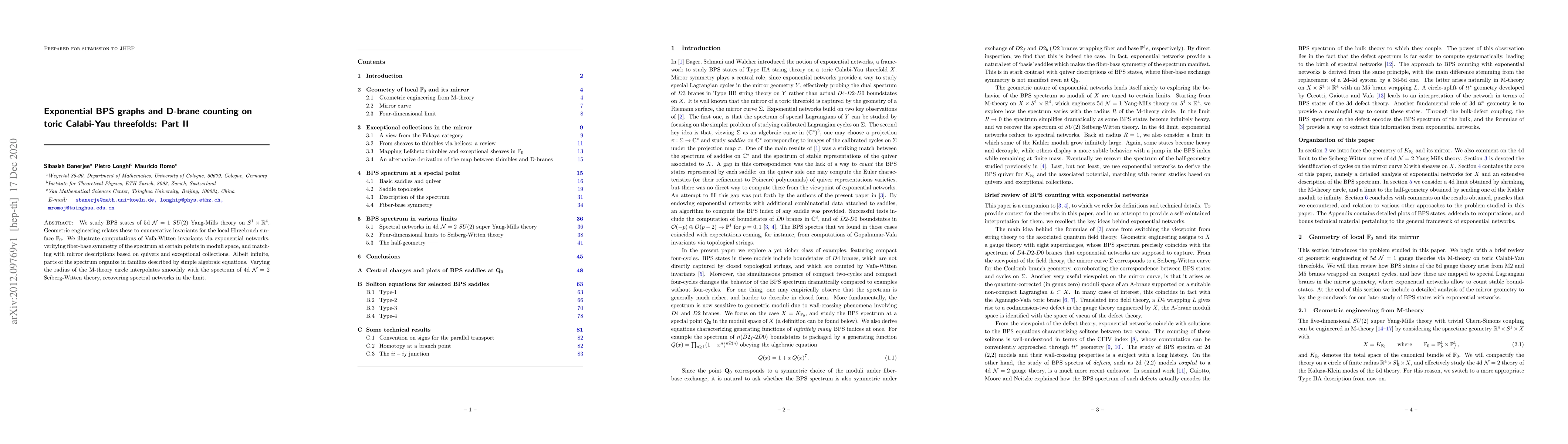 Thumbnail for Exponential BPS graphs and D-brane counting on toric Calabi-Yau
  threefolds: Part II