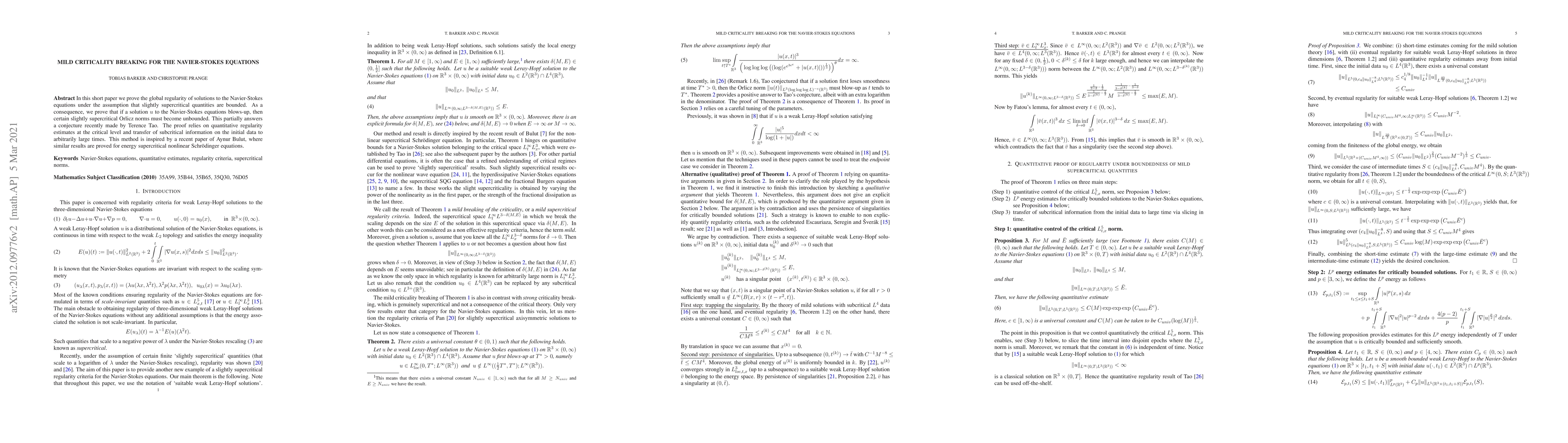 Thumbnail for Mild criticality breaking for the Navier-Stokes equations