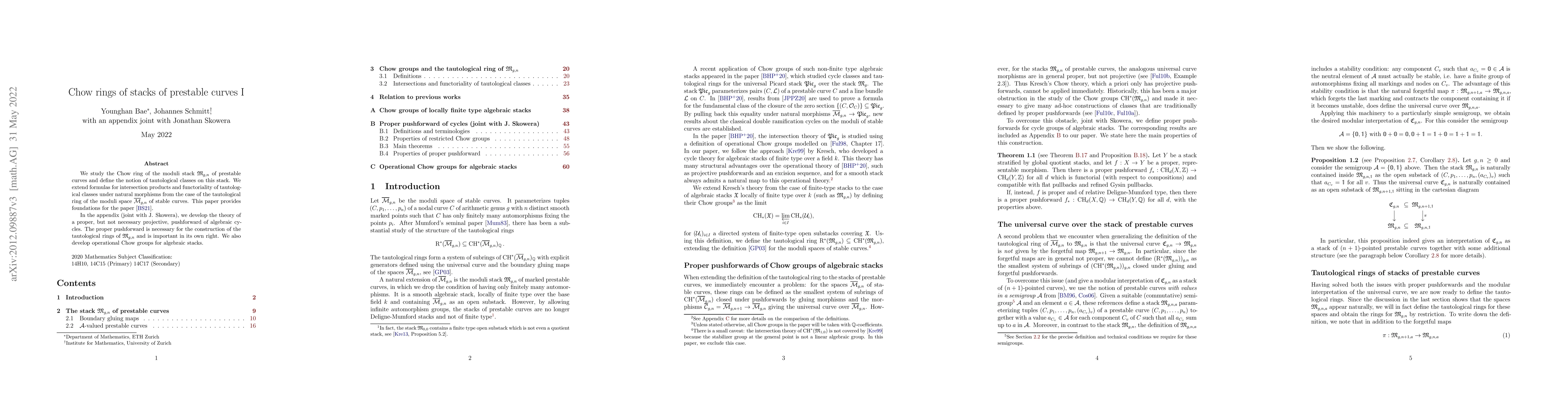 Thumbnail for Chow rings of stacks of prestable curves I