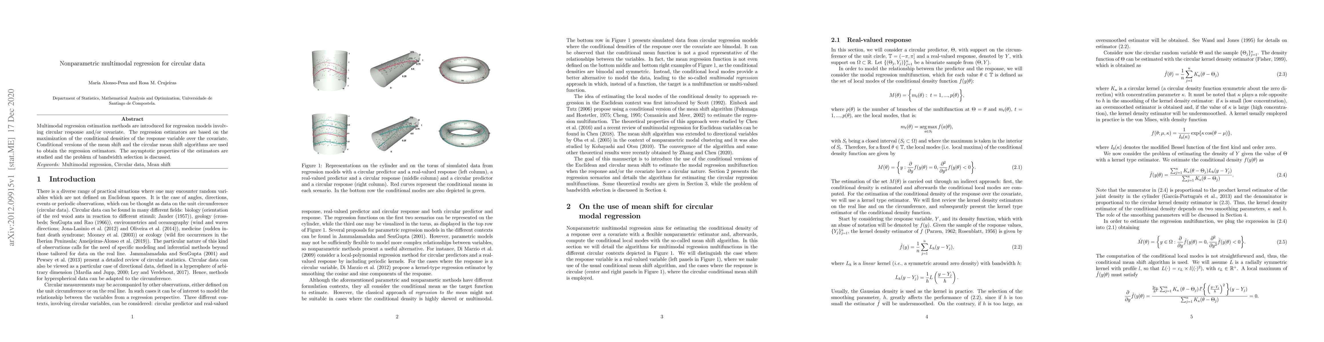 Thumbnail for Nonparametric multimodal regression for circular data