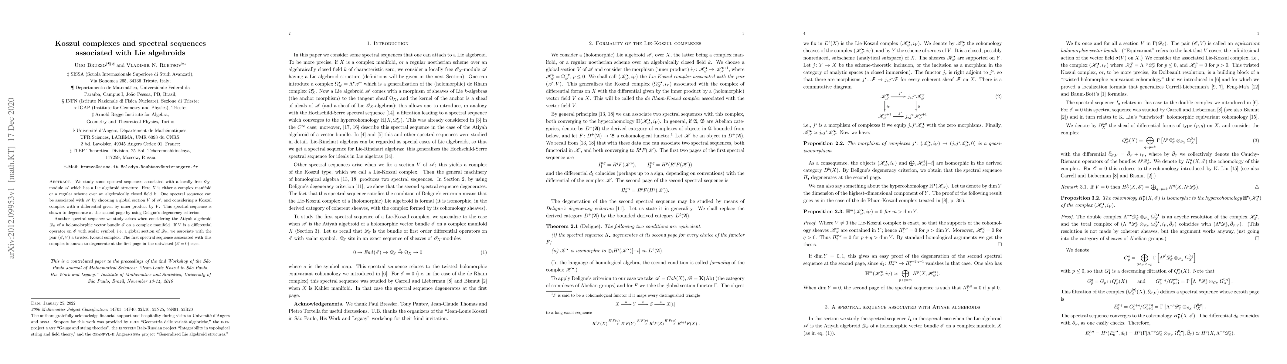 Thumbnail for Koszul complexes and spectral sequences associated with Lie algebroids