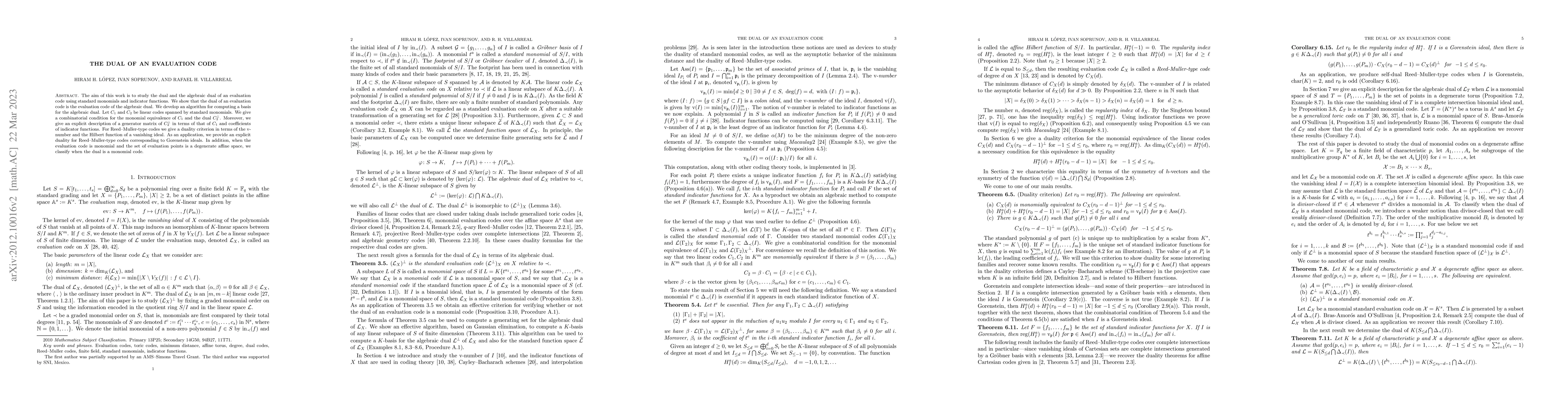 Thumbnail for The dual of an evaluation code