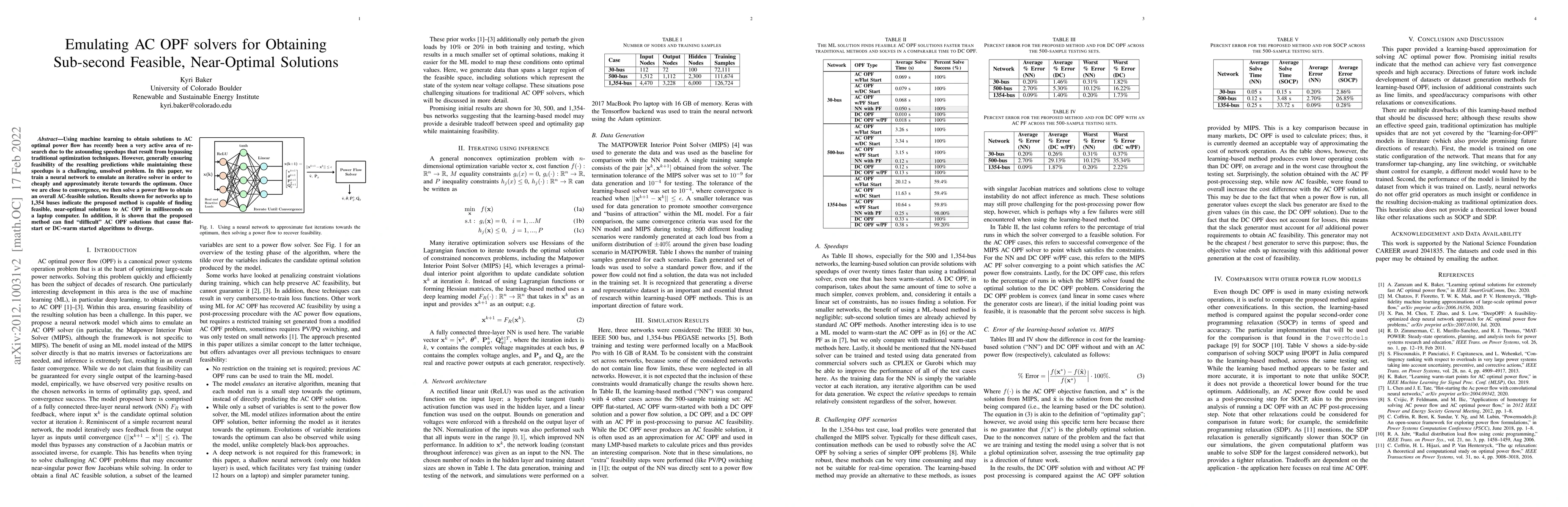 Thumbnail for Emulating AC OPF solvers for Obtaining Sub-second Feasible, Near-Optimal
  Solutions