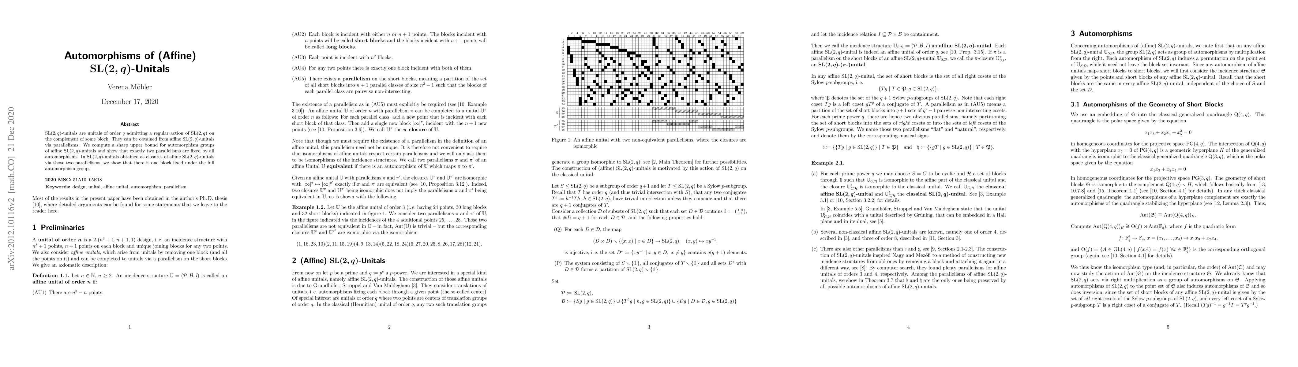 Thumbnail for Automorphisms of (Affine) SL(2,q)-Unitals