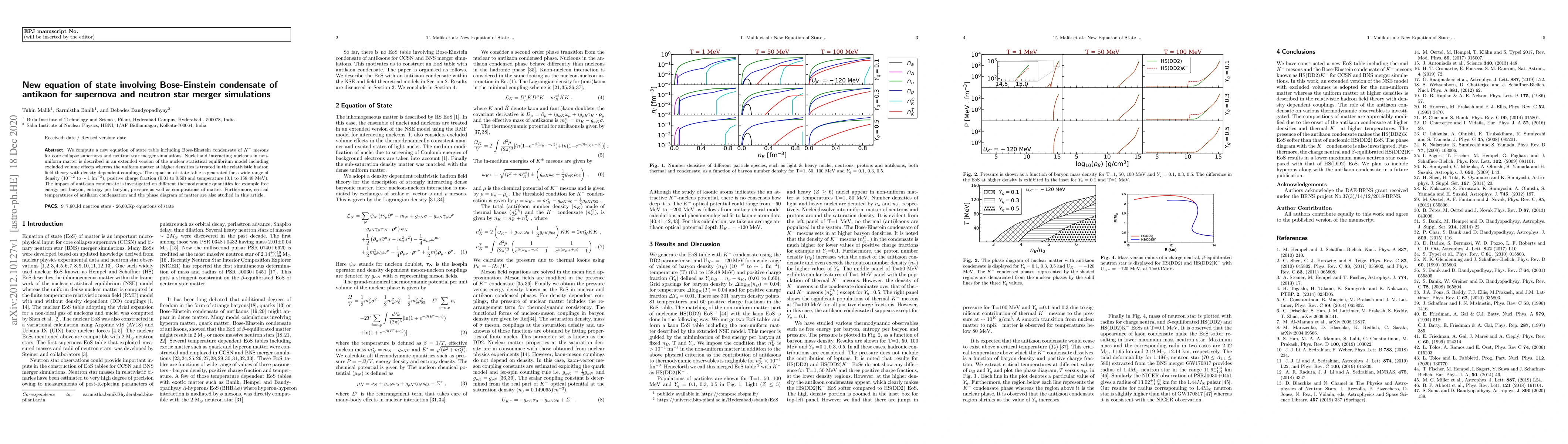 Thumbnail for New equation of state involving Bose-Einstein condensate of antikaon for
  supernova and neutron star merger simulations