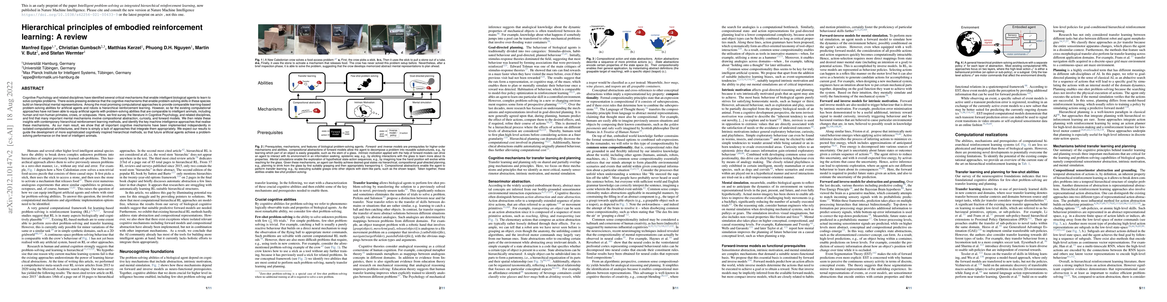 Thumbnail for Hierarchical principles of embodied reinforcement learning: A review