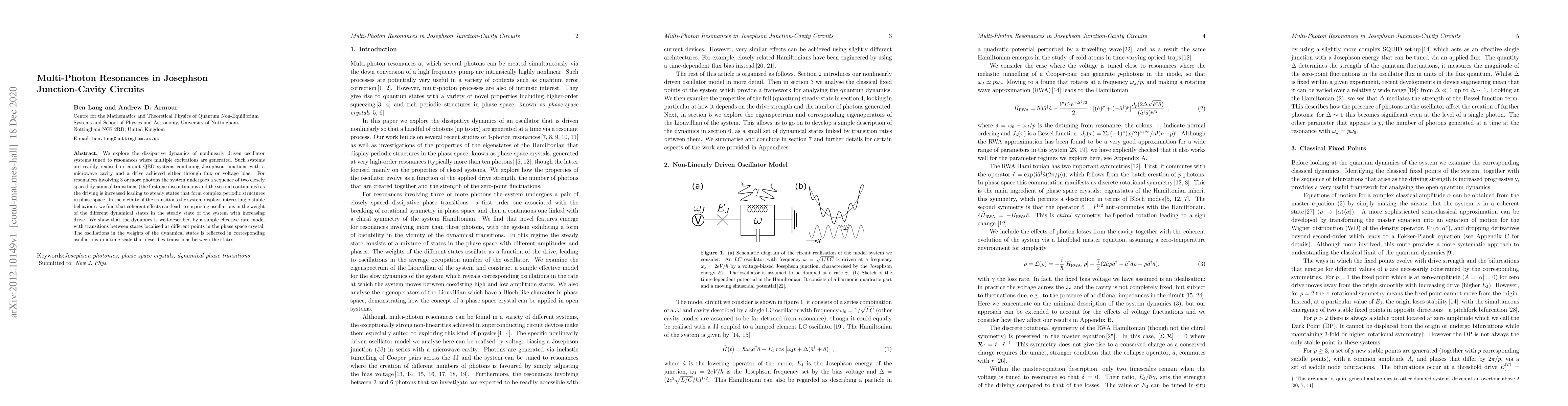 Thumbnail for Multi-Photon Resonances in Josephson Junction-Cavity Circuits