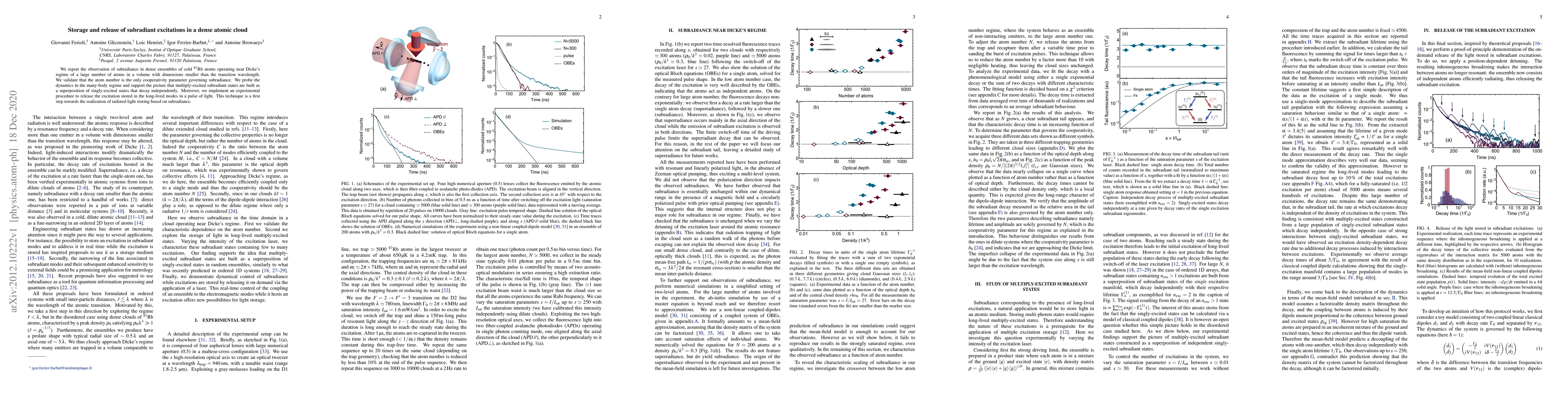 Thumbnail for Storage and release of subradiant excitations in a dense atomic cloud