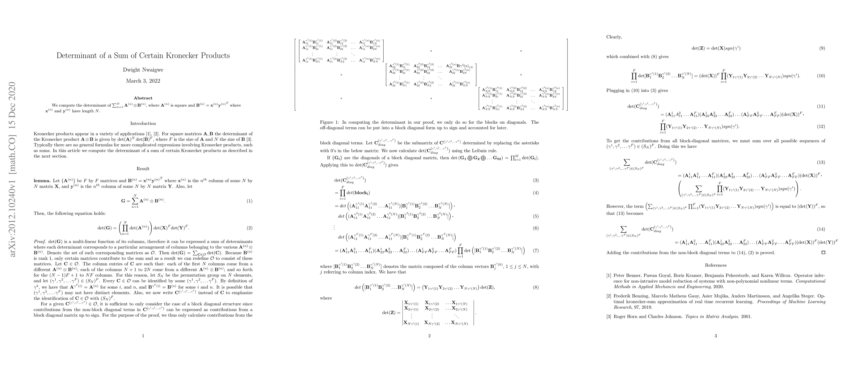 Thumbnail for Determinant of a Sum of Certain Kronecker Products