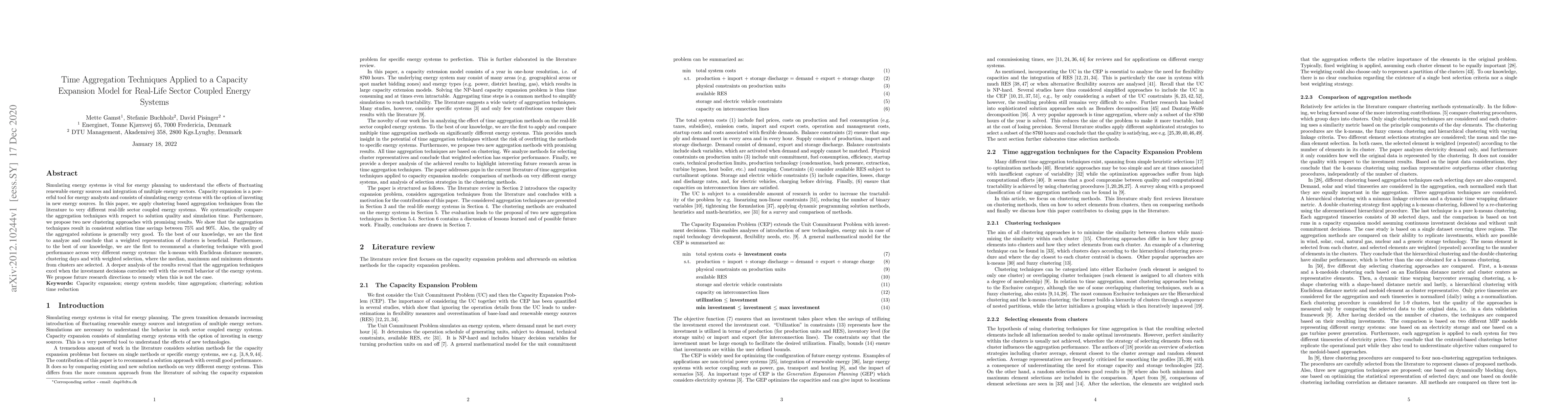 Thumbnail for Time Aggregation Techniques Applied to a Capacity Expansion Model for
  Real-Life Sector Coupled Energy Systems