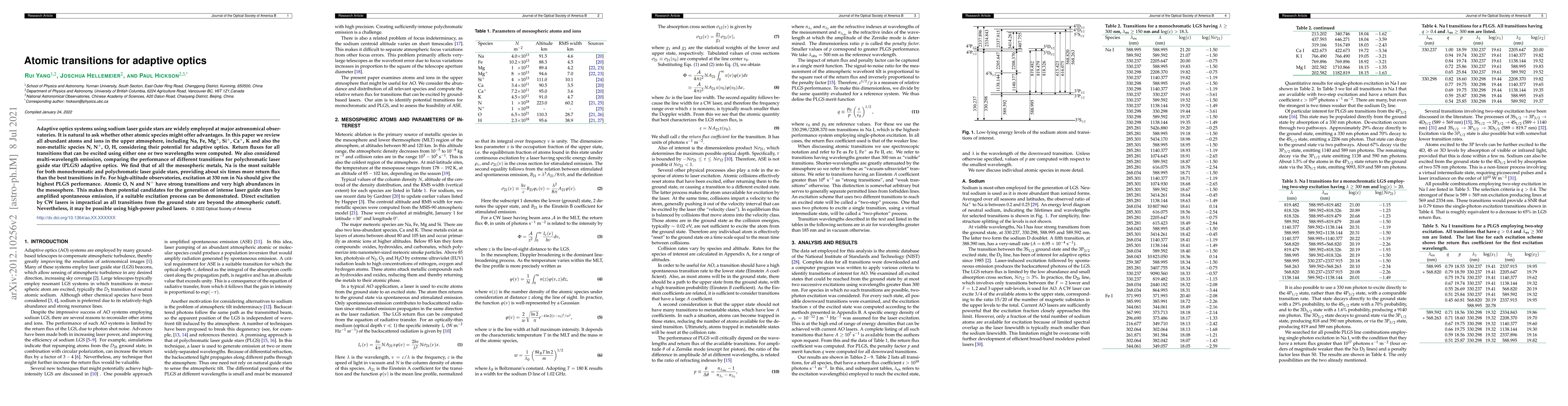 Thumbnail for Atomic transitions for adaptive optics