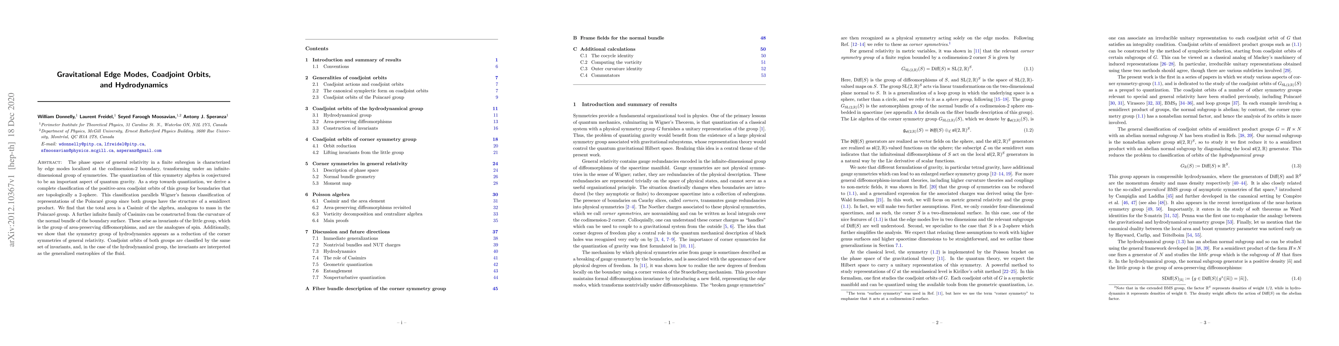 Thumbnail for Gravitational Edge Modes, Coadjoint Orbits, and Hydrodynamics