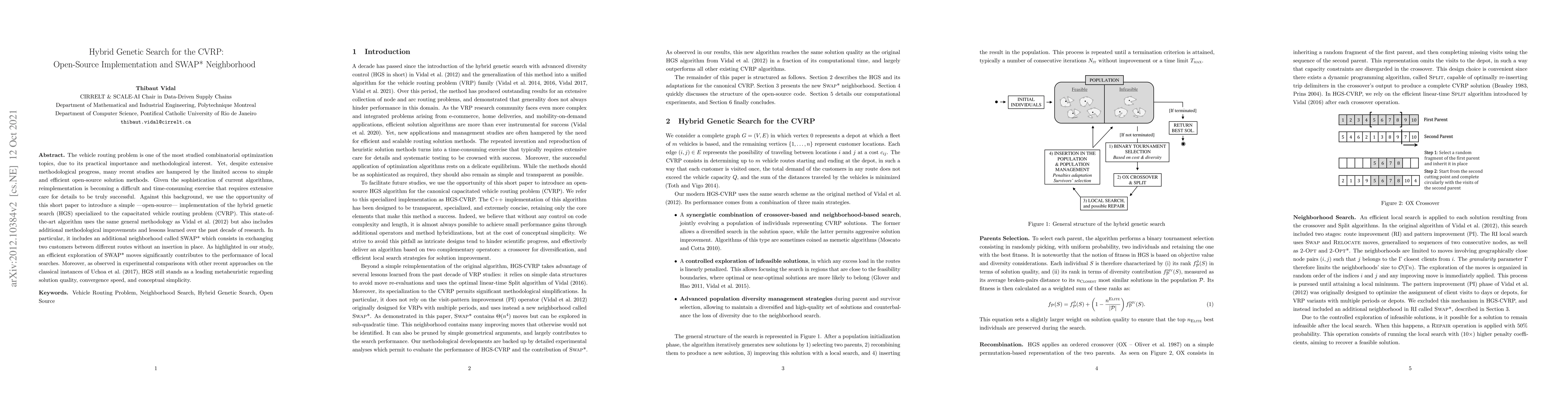 Thumbnail for Hybrid Genetic Search for the CVRP: Open-Source Implementation and SWAP*
  Neighborhood
