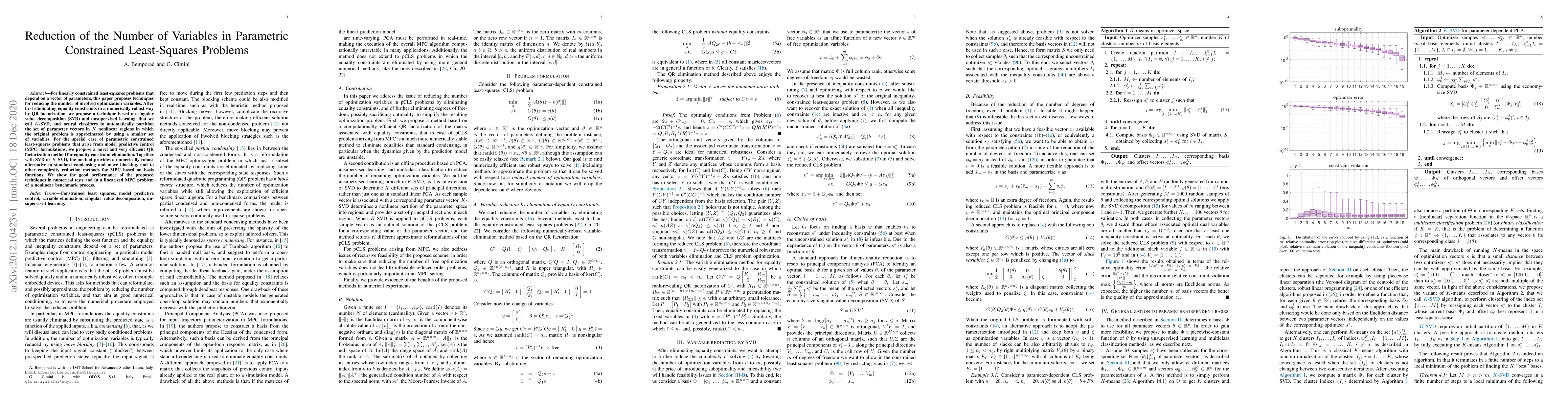 Thumbnail for Reduction of the Number of Variables in Parametric Constrained
  Least-Squares Problems