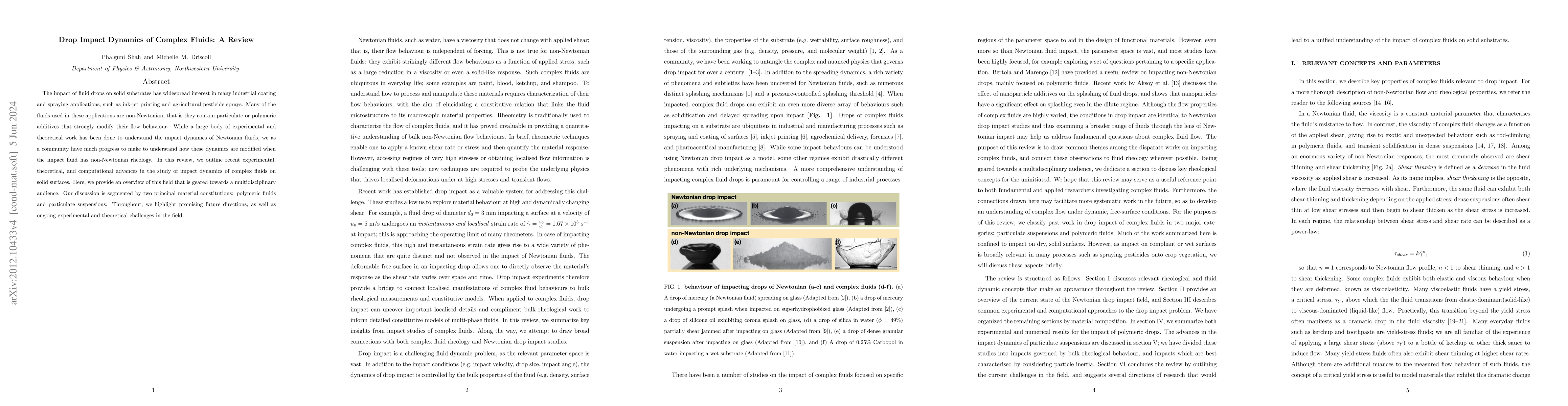 Thumbnail for Drop Impact Dynamics of Complex Fluids: A Review
