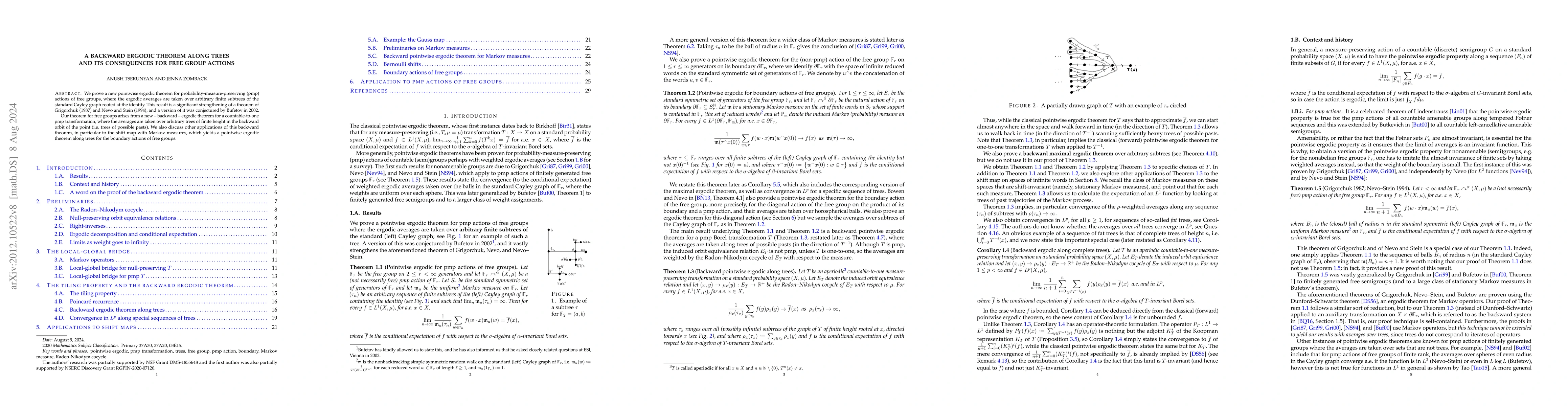 Thumbnail for A backward ergodic theorem along trees and its consequences for free
  group actions