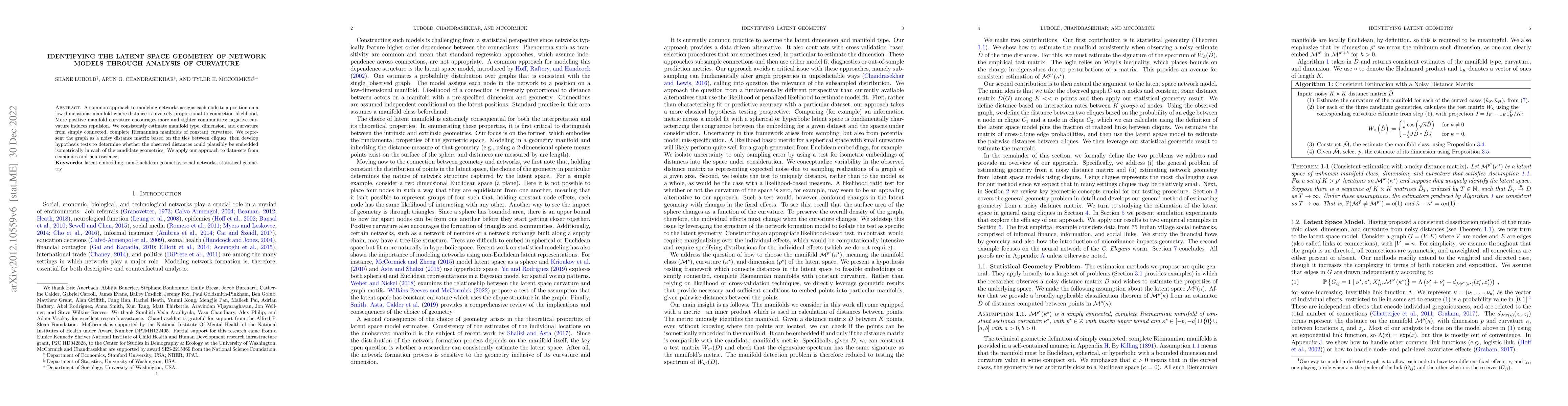 Thumbnail for Identifying the latent space geometry of network models through analysis
  of curvature