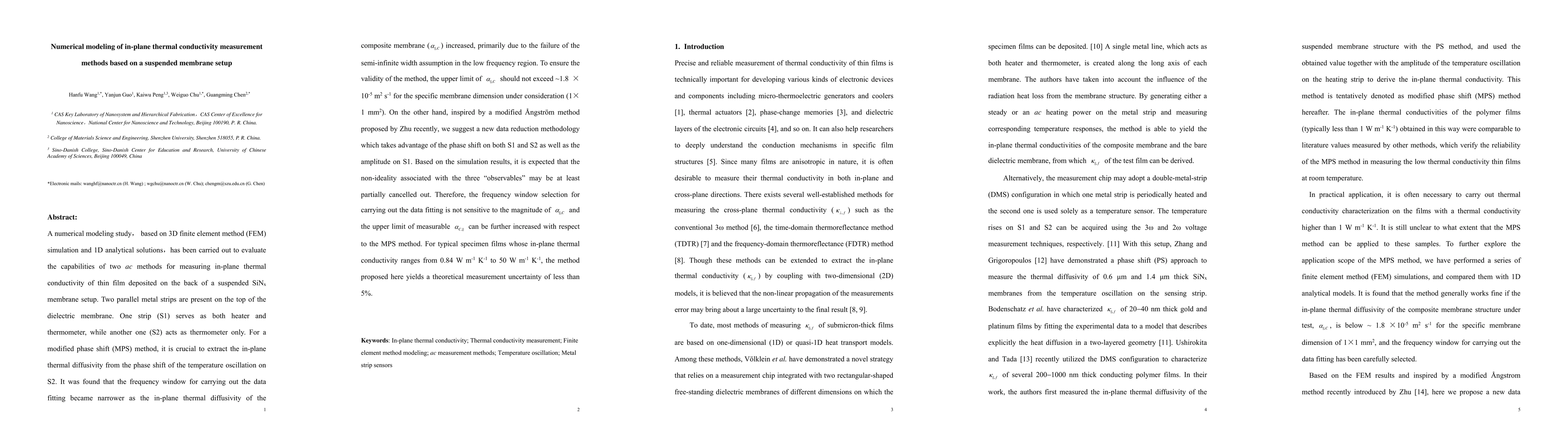 Thumbnail for Numerical modeling of in-plane thermal conductivity measurement methods
  based on a suspended membrane setup