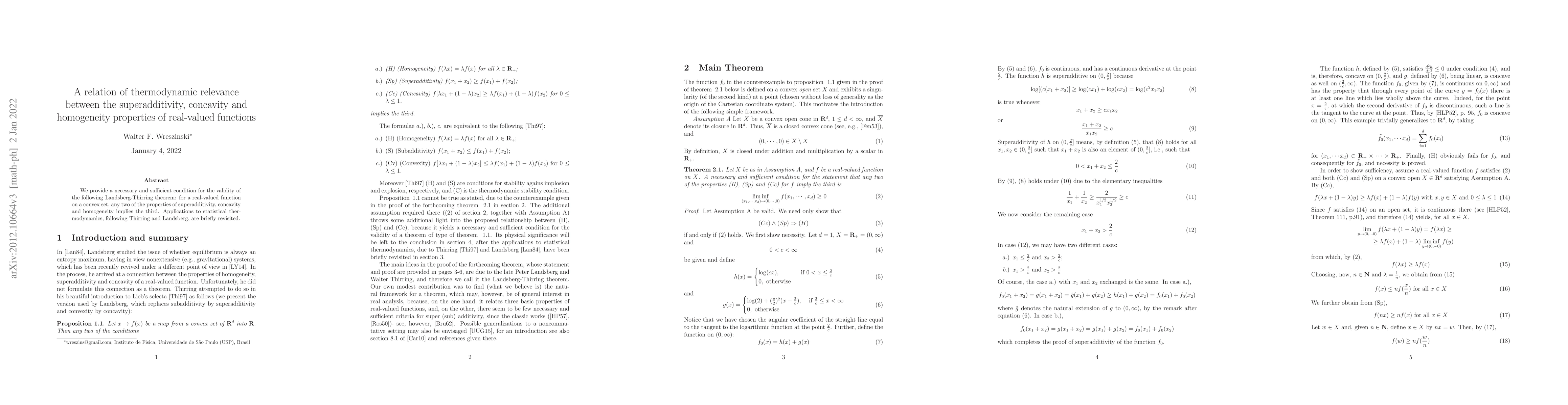 Thumbnail for A relation of thermodynamic relevance between the superadditivity,
  concavity and homogeneity properties of real-valued functions