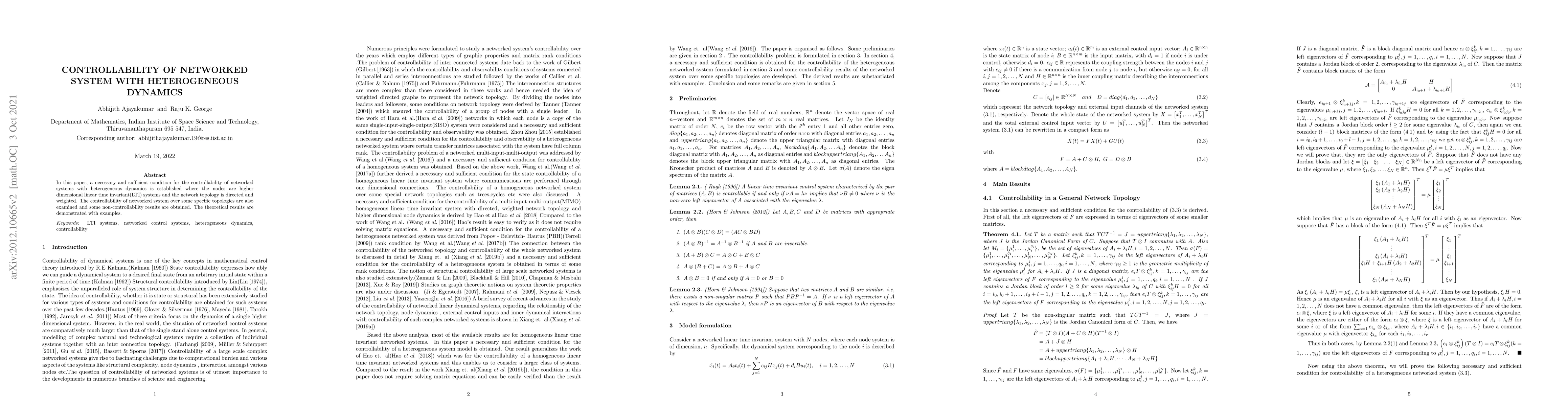 Thumbnail for Controllability of LTI Networked Systems with Heterogeneous Dynamics