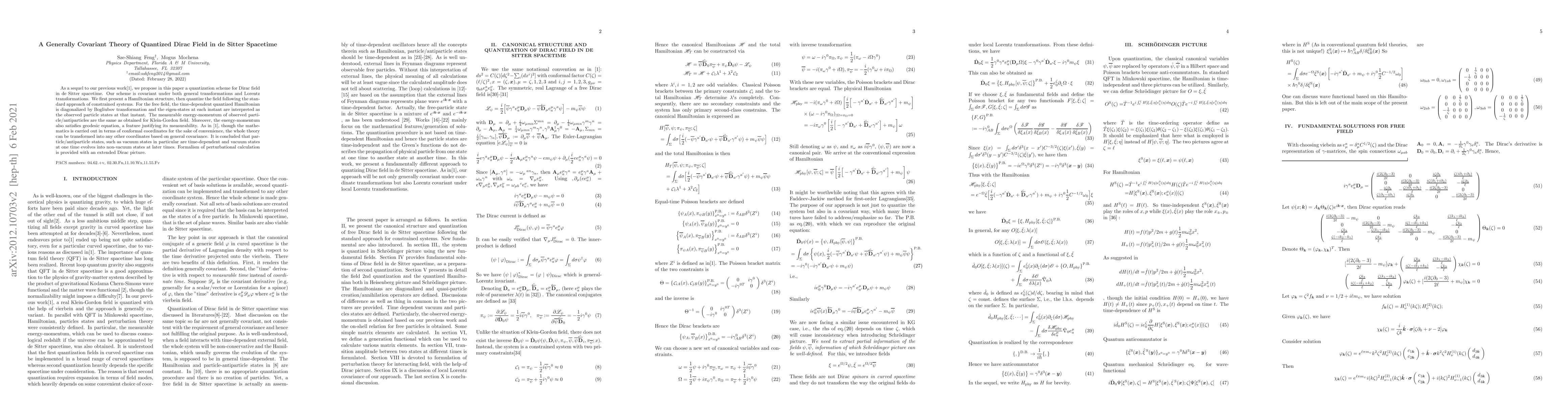 Thumbnail for A Generally Covariant Theory of Quantized Dirac Field in de Sitter
  Spacetime