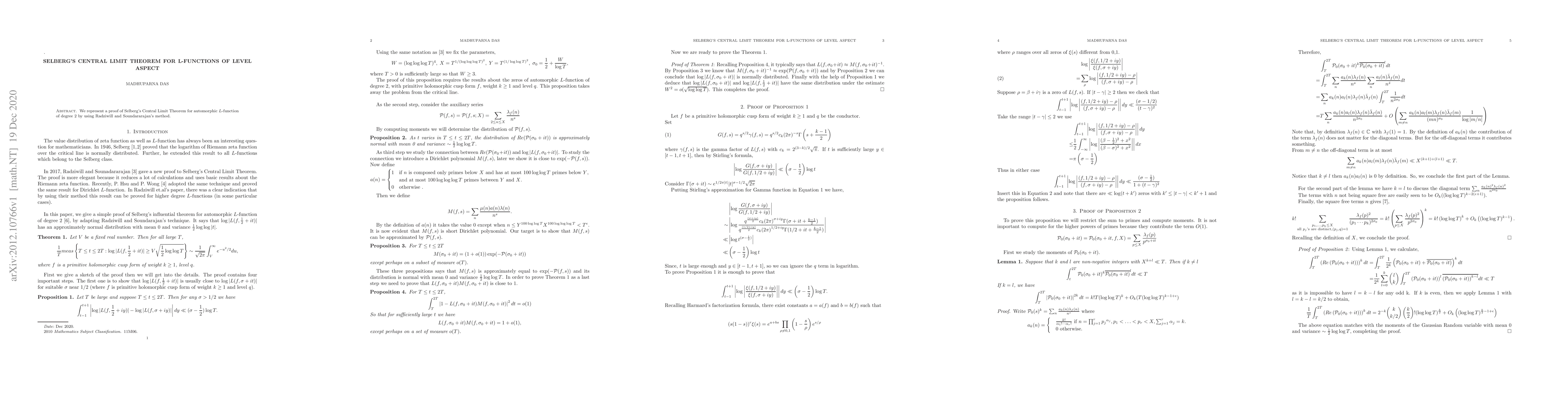 Thumbnail for Selberg's Central Limit Theorem for automorphic $L$-functions in the
  $t$-aspect