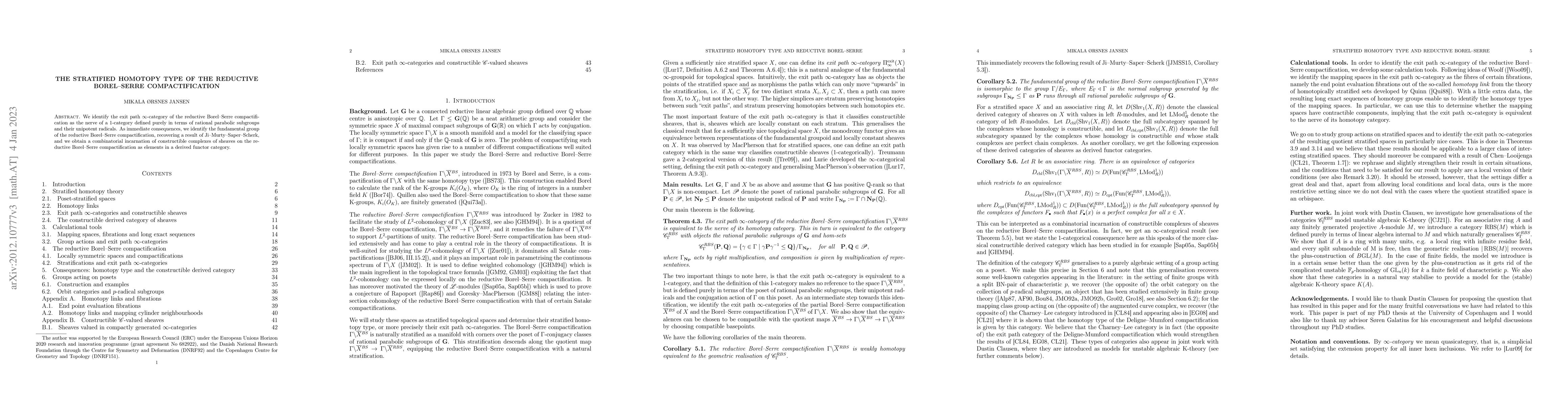 Thumbnail for The stratified homotopy type of the reductive Borel-Serre
  compactification