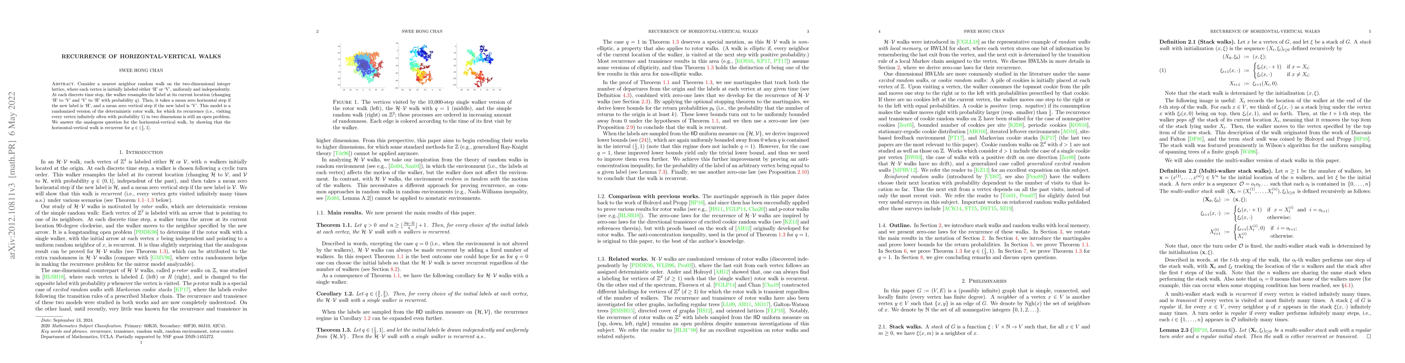 Thumbnail for Recurrence of horizontal-vertical walks