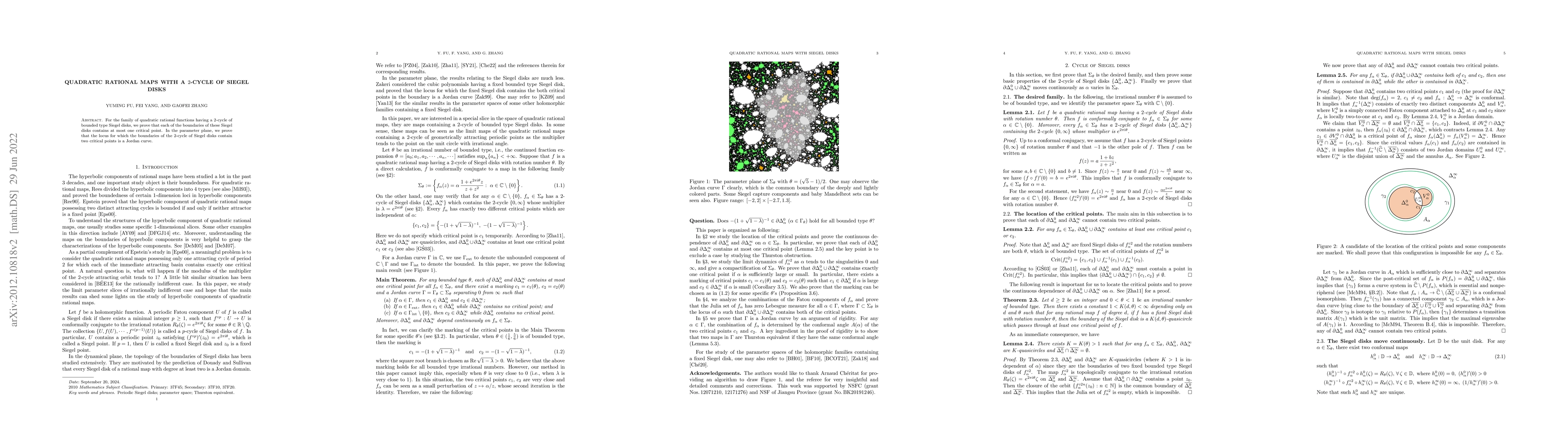 Thumbnail for Quadratic rational maps with a $2$-cycle of Siegel disks