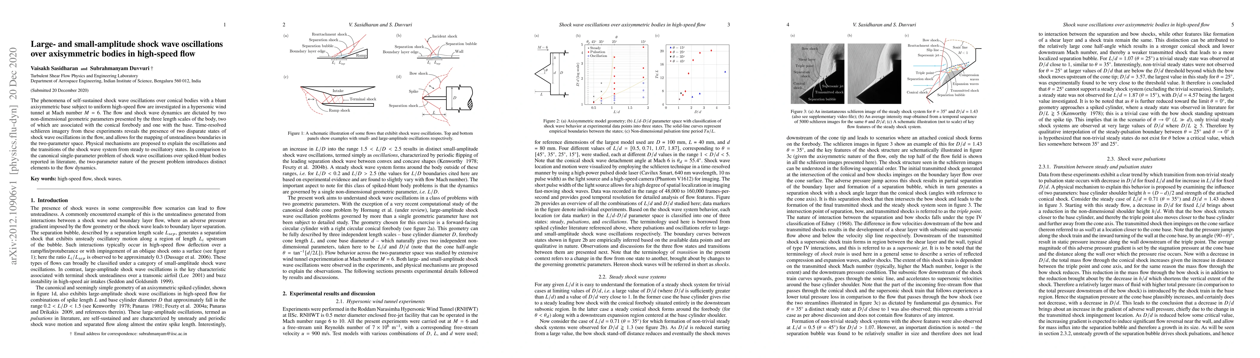 Thumbnail for Large- and small-amplitude shock wave oscillations over axisymmetric
  bodies in high-speed flow